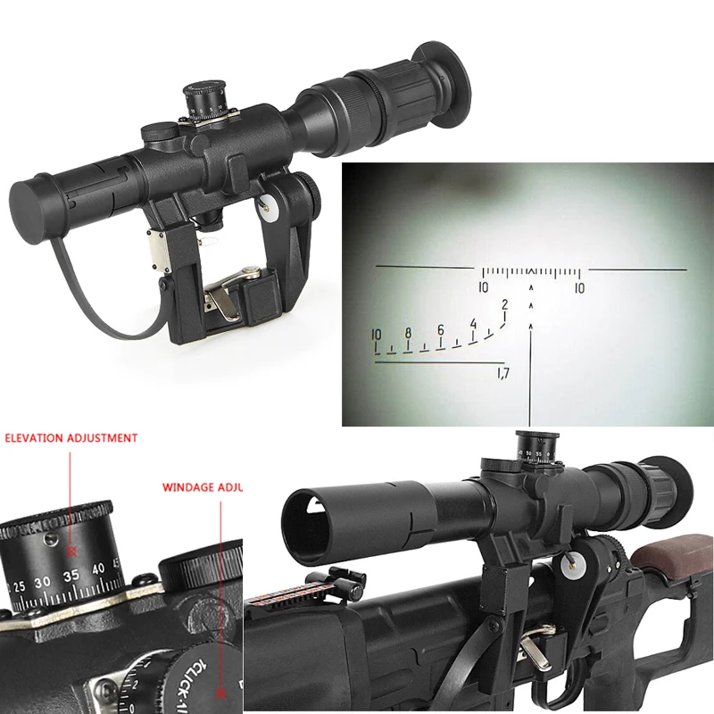 

1pc Hunting Optics Tactical SVD Dragunov 4x26 Red Illuminated Scope for Airsoft Gun Camping Hunting Shooting AK Scope Weapons