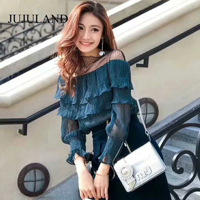 2018-Spring-Blouse-Womens-Long-Sleeve-Tiered-Blouse-Ruffles-Mesh-Ladies-Green-Print-Chiffon-Sexy.jpg_640x640
