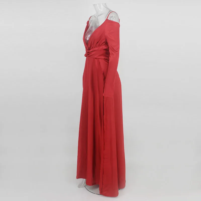 NATTEMAID сексуальное платье с открытой спиной и v-образным вырезом, с открытыми плечами, женское Красное Длинное Платье макси с высоким разрезом, вечерние Светоотражающие платья Vestido