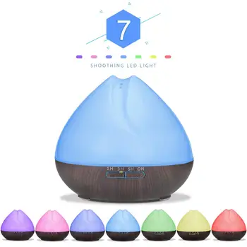 

VVPEC Essential Oil Diffuser, 400ml Wood Grain Aromatherapy Diffuser Ultrasonic Cool Mist Humidifier with Color LED Lights