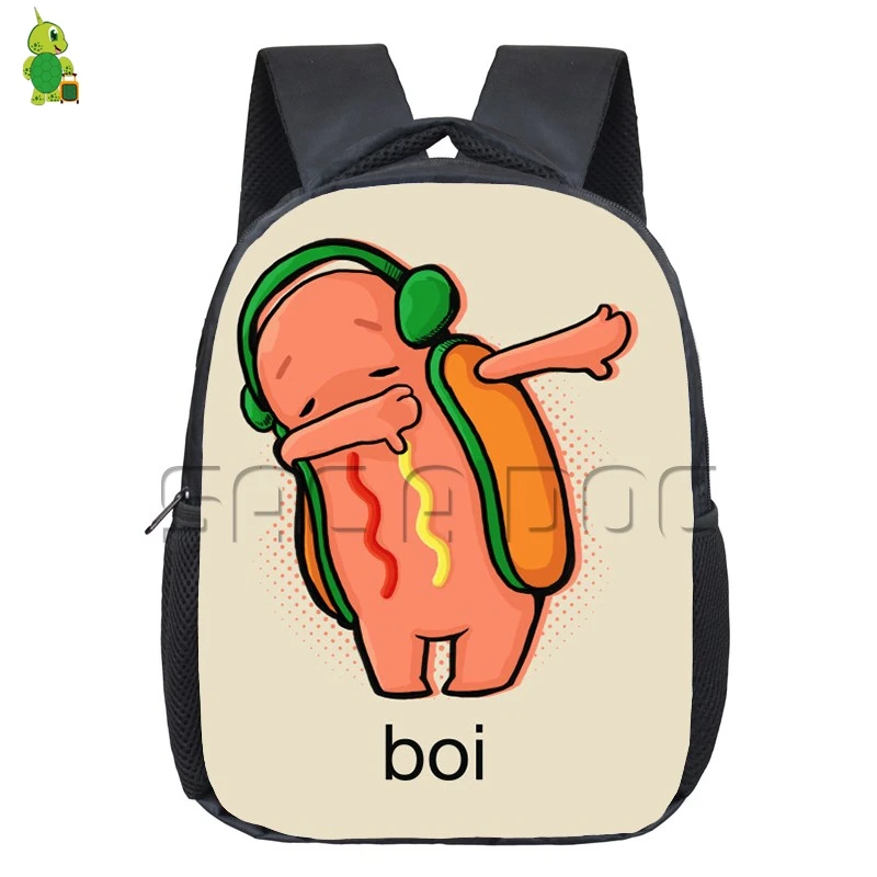 Funny Dab Dancing Hot Dog Backpack for Children School Bags Cartoon