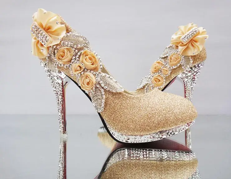 2018 wedding shoes red bride thin section high heels shallow mouth bridesmaid shoes gold butterfly shoes