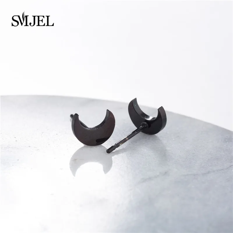 Золотые серьги гвоздики SMJEL в виде Луны из нержавеющей стали для женщин и девушек