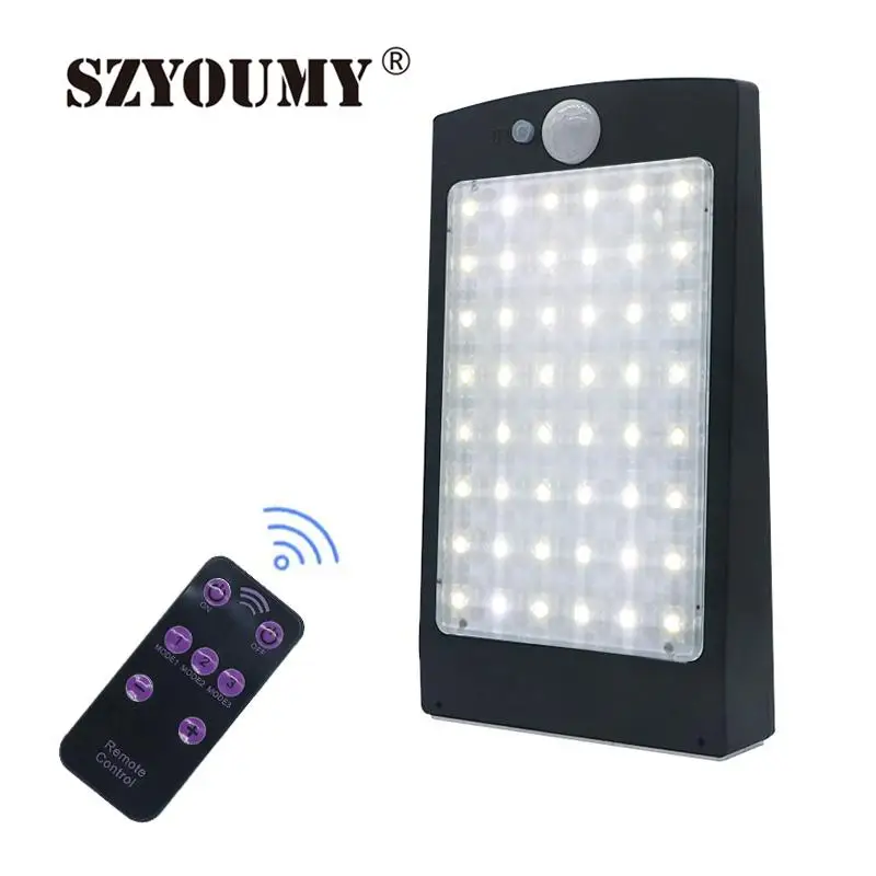 

SZYOUMY 3 Modes PIR Motion Sensor Solar 48LED LEDLamp Human Body Induction Security Lamp Waterproof Garden Outdoor Solar Light