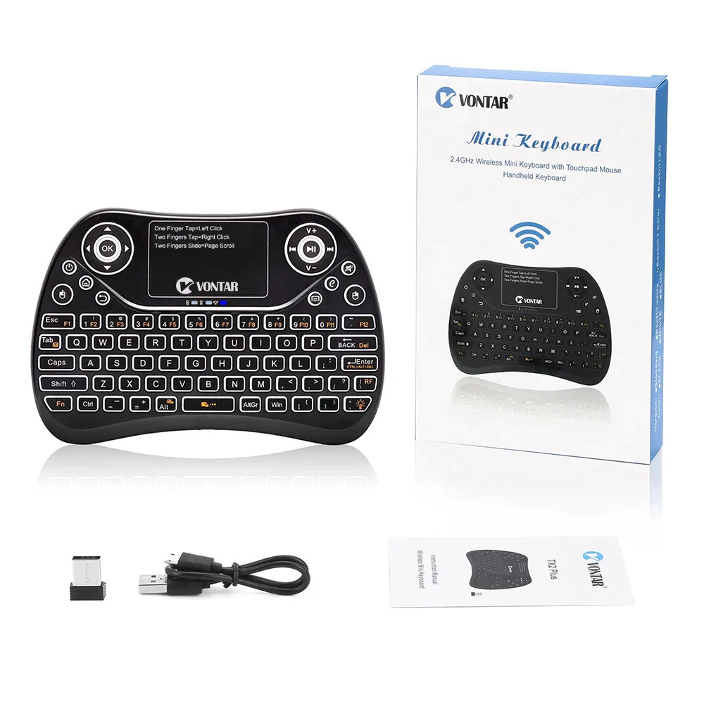 VONTAR TX2 Plus Air mouse QWTREY Keyboard 2,4G Беспроводная Мини-Клавиатура Тачпад Fly mouse с подсветкой Android tv BOX X96mini X96