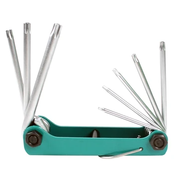 

8PK-021L Folded star type plum blossom wrench set Folding Star Key Set (T9H,T10H,T15H,T20H,T25H,T27H,T30H,T40H)