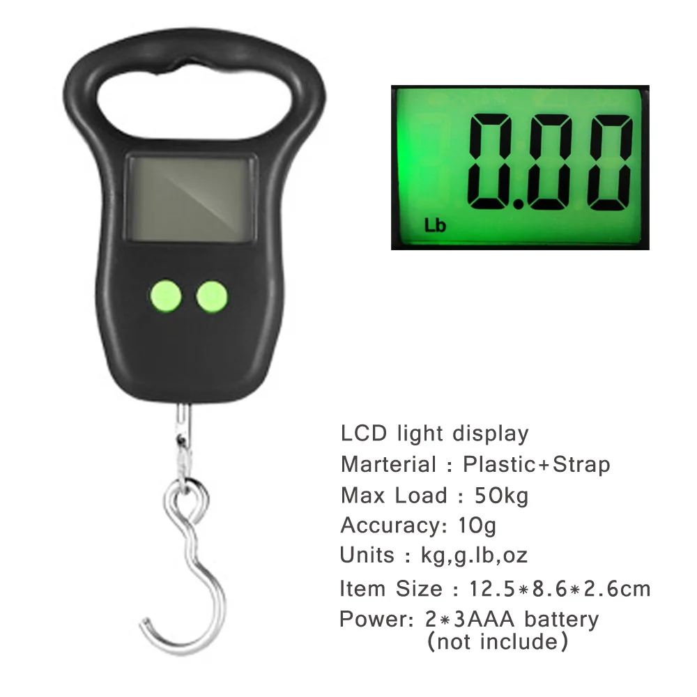 Electronic Hook Scale 50kg x 10g Mini Digital Scale for Fishing Luggage