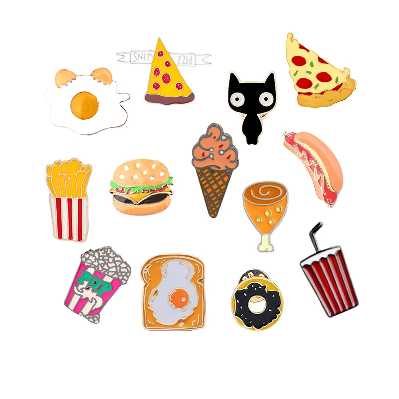 bread hamburger fries pizza for women jackets lapel pins omelette popcorn cartoon fast food enamel pin men collar jewelry gifts brooches aliexpress us 0 84 37 off bread hamburger fries pizza for women jackets lapel pins omelette popcorn cartoon fast food enamel pin men collar jewelry