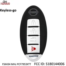 Бесключевой-go 3+ 1/4 кнопки дистанционного ключа Fob FSK434 МГц PCF7953XTT чип FCC ID: S180144006