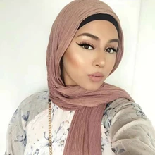 Новинка; элегантные женские морщинка шали мерцание вуали Hijab шарф Мусульманский Обёрточная бумага хиджаб Для женщин шарфы шали исламский головной шарфы