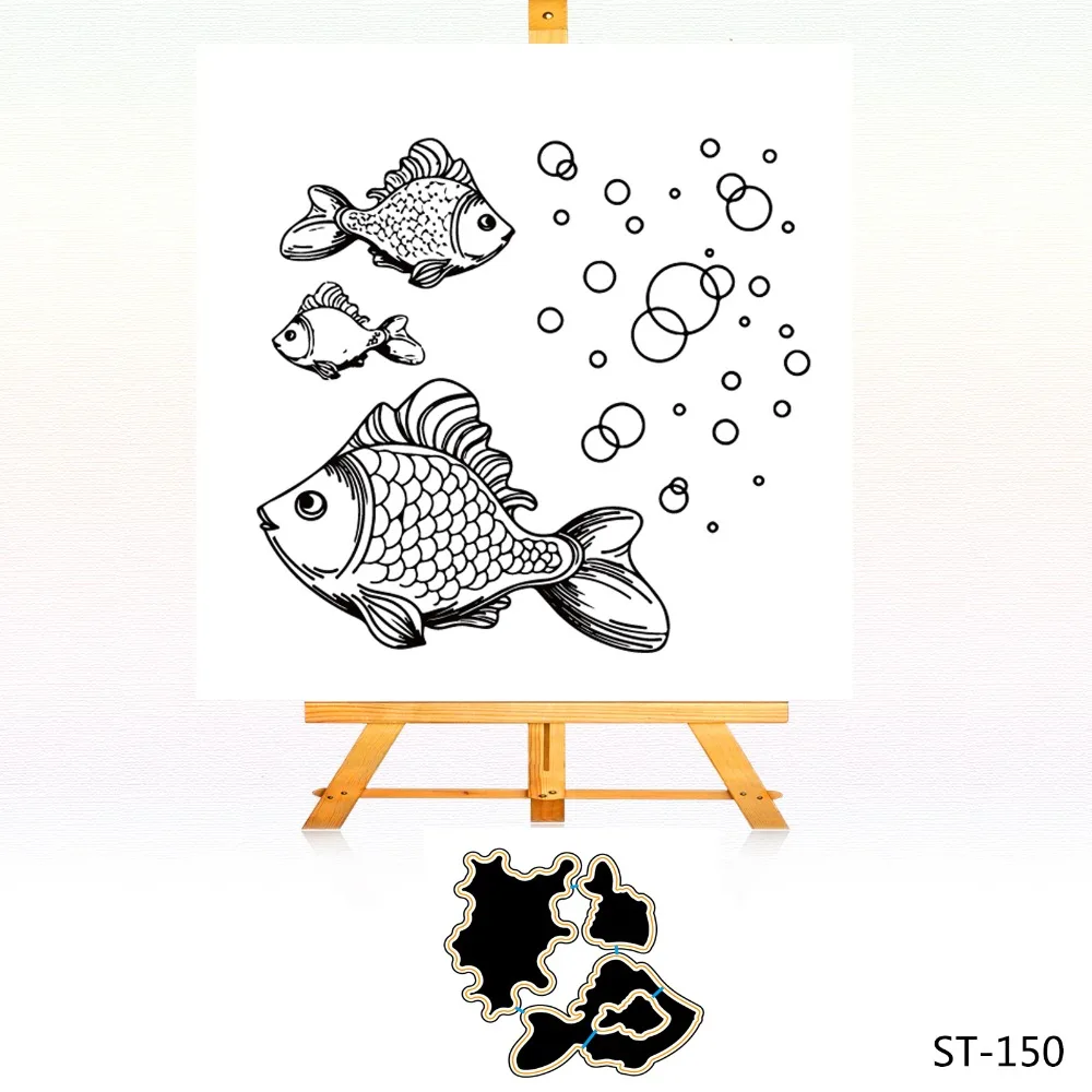 

Zhuoang Swimming fish design Clear Stamps / Silicone Seals and cutting dies for DIY scrapbooking photo album die cutter