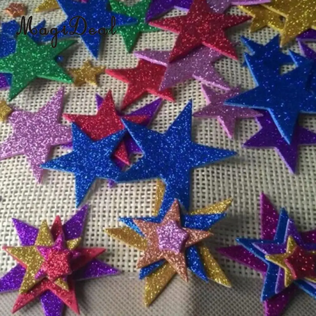 MagiDeal 1 упаковка красочные самоклеящиеся звезды форма пены блеск наклейки для дома для школьного Кабинета, детского сада детей DIY ремесленные проекты