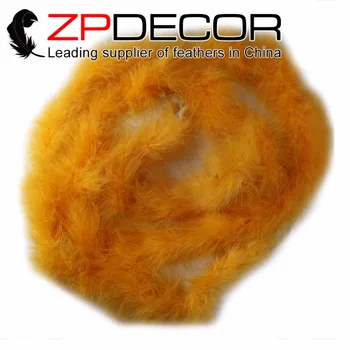 

ZPDECOR 20 yards/lot 20g Natural Good Quality Golden Yellow Marabou Feather Boa for Home Wedding Costume Decor