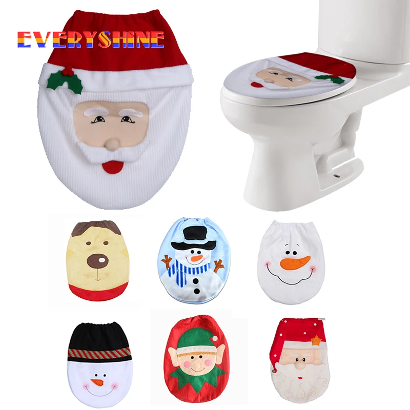2017 Christmas Decorations For Home Snowman Santa Claus Toilet Seat Cover Lid Elf New Year