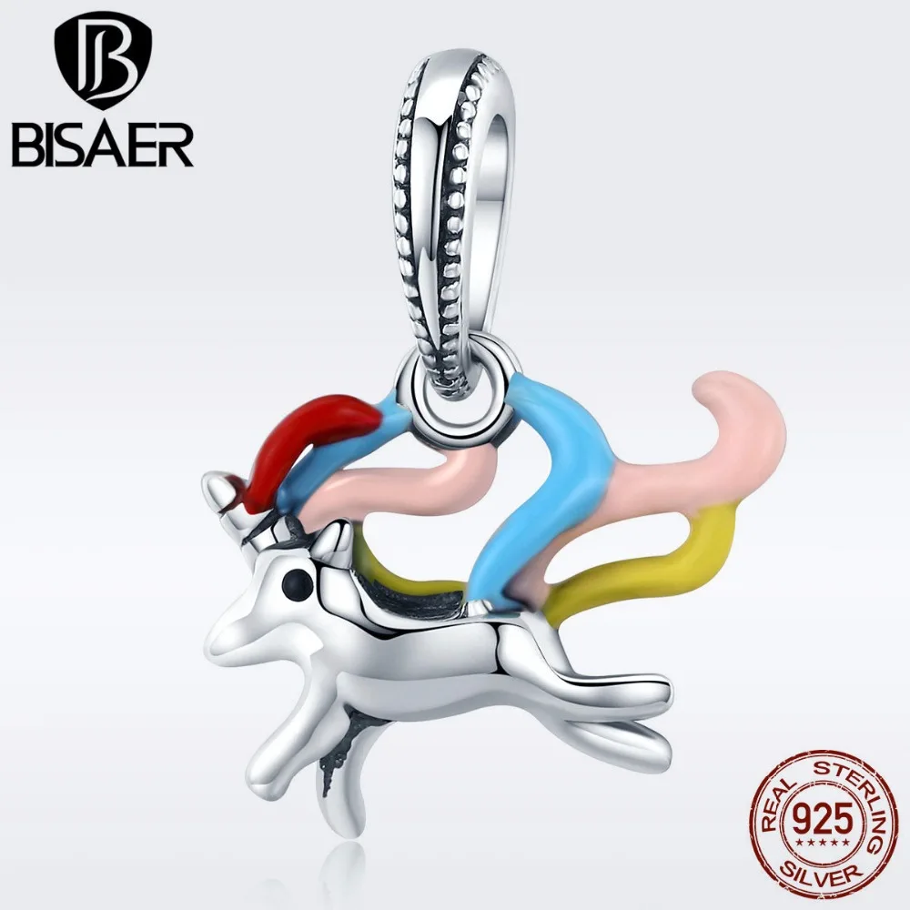 

100% 925 Sterling Silver Enamel Licorne Animal Pure Love Unicorn Beads Charm Fit Charms Bracelet DIY 925 Silver Jewelry ECC502
