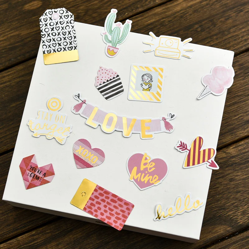 70pcs My Sweet Love Foil Gold Paper Die Cut Stickers for DIY Scrapbooking/photo album Decoration Card Making Crafts