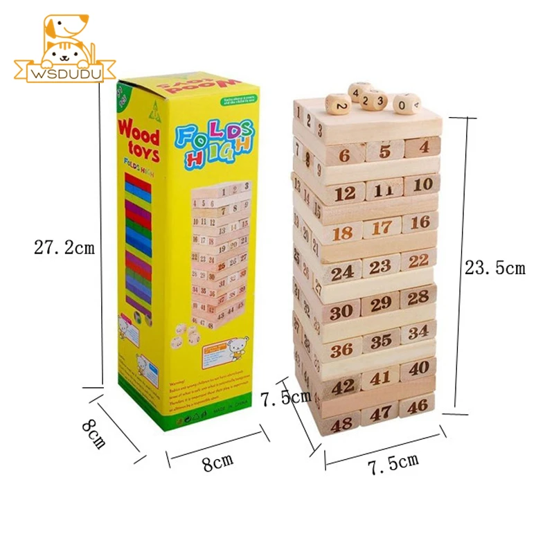 48 шт. сваи высокие строительные блоки Дженга насосные деревянные укладки слоев древесины домино настольная игра для взрослых подарки для детей