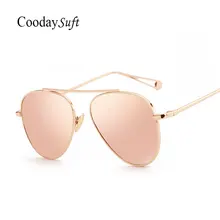 Coodaysuft Solo puente gafas de Sol de Espejo de Las Mujeres de Moda Diseñador de la Marca Gafas de Sol Mujer Señora UV400 Oro Rosa Espejo Piloto