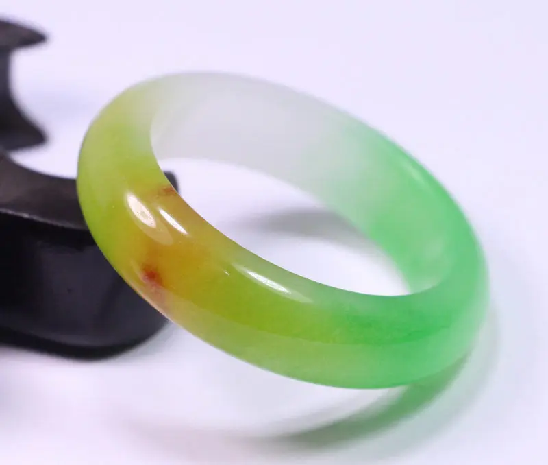 

NATURE BEAUTIFUL GREEN YELLOW WHITE JADE JADEITE BRACELET BRANGLE SMALL