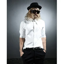 Новинка мужская одежда летние полотняная Мужская рубашка с коротким рукавом и жидкости пятый рубашка с рукавами льняная рубашка певиц