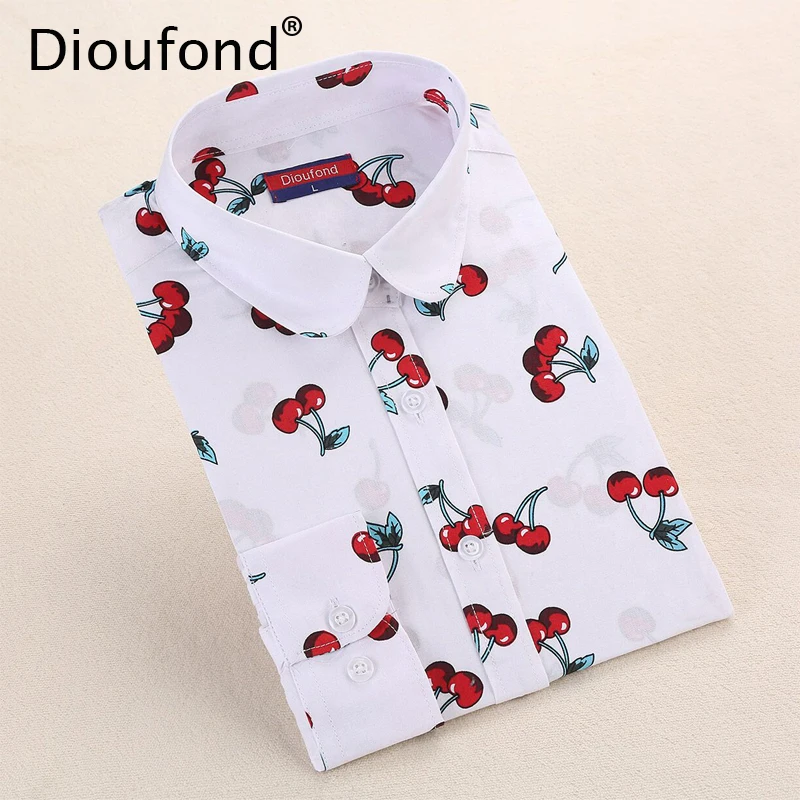 Hot New Camisa Feminina Manga Longa Floral Print Blusas De Renda Feminino Women Shirts Blouses Cherry