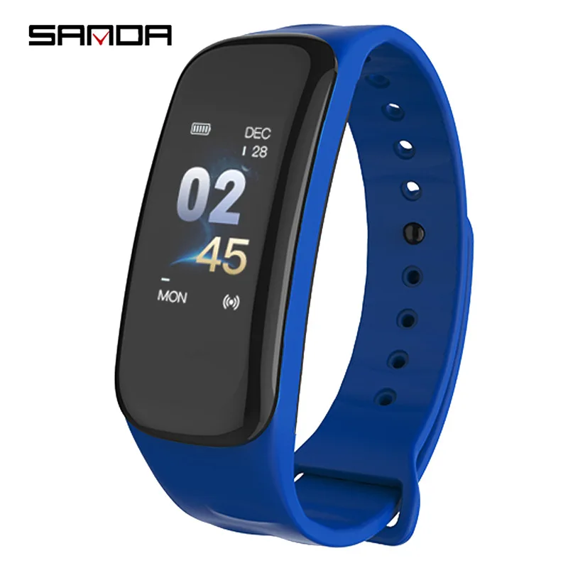SANDA C1P спортивный смарт-браслет Bluetooth браслеты монитор сердечного ритма IP67 Водонепроницаемый женский мужской спортивный фитнес-трек шагомер - Цвет: Blue