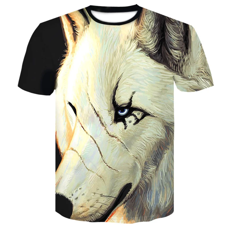 

2018 men t shirt Wolf print T shirts 3D Men T-shirts Novelty Animal Tops Tees Male Short Sleeve Summer O-Neck funny lion Tshirts
