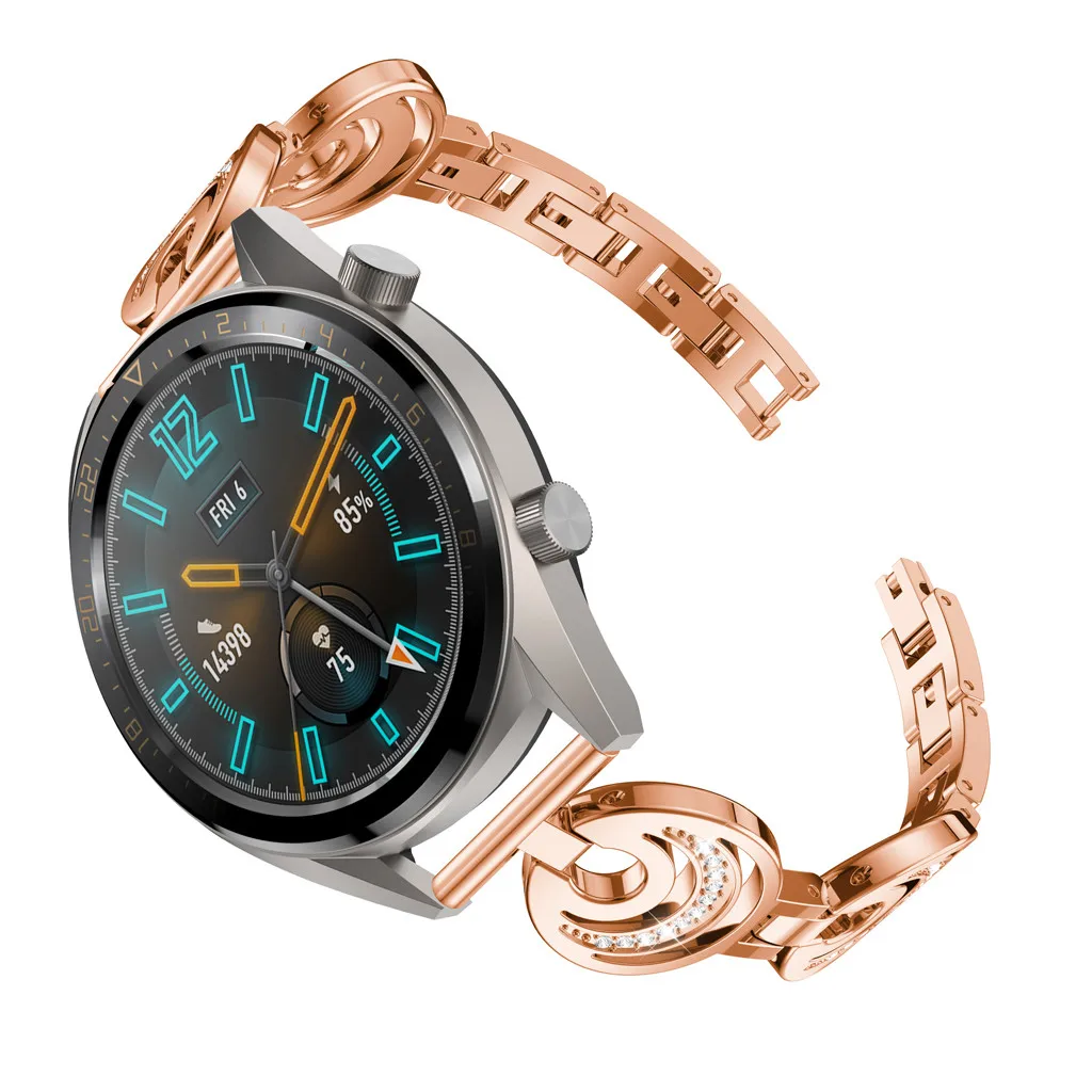 

2019 Metal Watch Band Wrist Strap Gifts For Huawei Watch GT Fashion Casual Women Watch Bands Exquisite Crescent Type Crystal