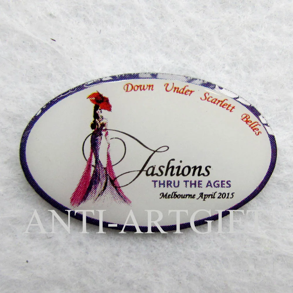 

Customized brooch for female souvenir gift printting with epoxy,offest print craft