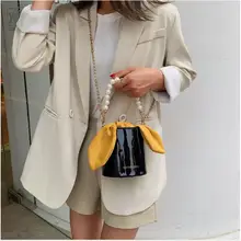 Сумка-мешок с цепочкой и жемчугом, женская кожаная сумка, повседневная сумка через плечо, Женская сумочка, сумка-мессенджер, сумочка, дизайнерская