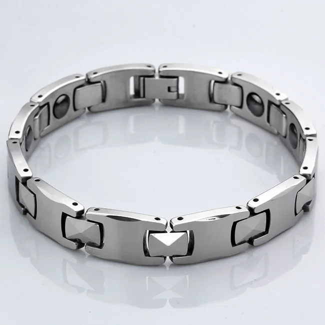 

Ayliss 1 pc Brazil Hematite Mens Energy Steel Magnetic Therapy Link Chain Bracelet Health Wristband 10mm Wide 20.32cm Length