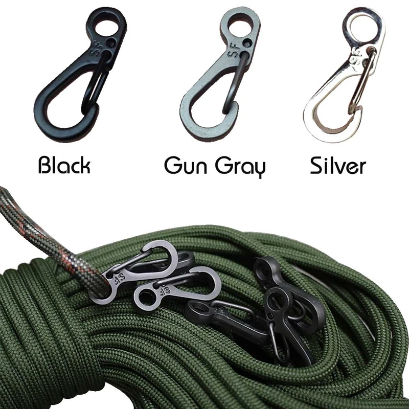 10pcs Small Metal Carabiner Paracord Clips Snap Hooks With Fixed Eye Hole  Spring Clasps Keychain Buckles And Accessories Tool - Climbing Accessories  - AliExpress