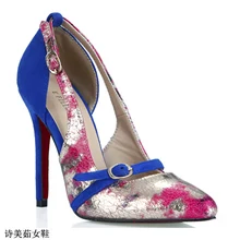 Europäischen Und Amerikanischen Frauen Neue Herbst Schuhe Elegantes Abendessen Nachtclub Heels Rosa Muster Spitze Schuhe