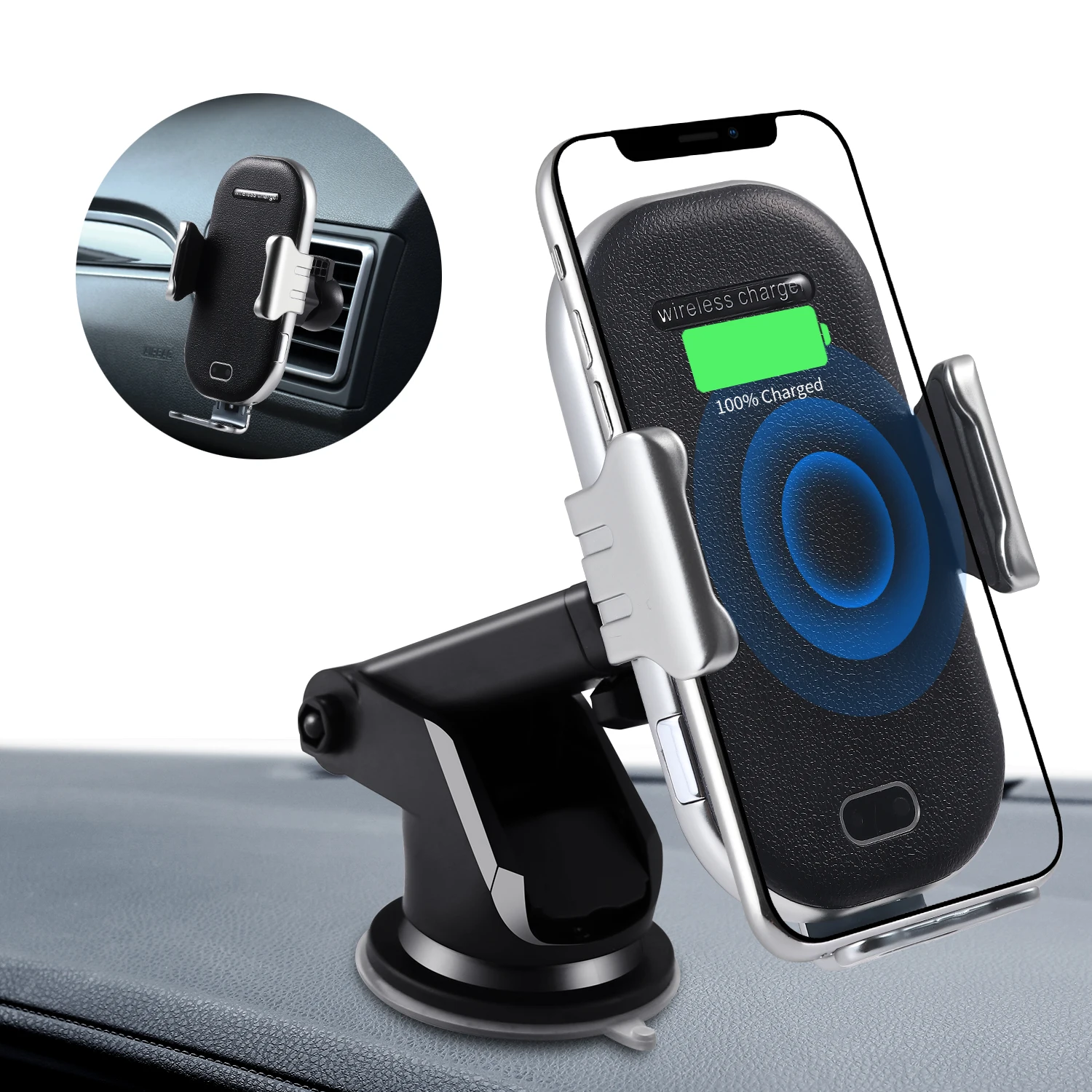 10W Fast Charging Car Mount Wireless Car Charger Mount Infrared Induction Automatic Clamping Phone Holder For Huawei Samsung