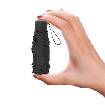 

Mini Pocket Parasol Fashion five-Folding Umbrella black coating Girls Anti-UV Waterproof small and Portable Travel umbrella