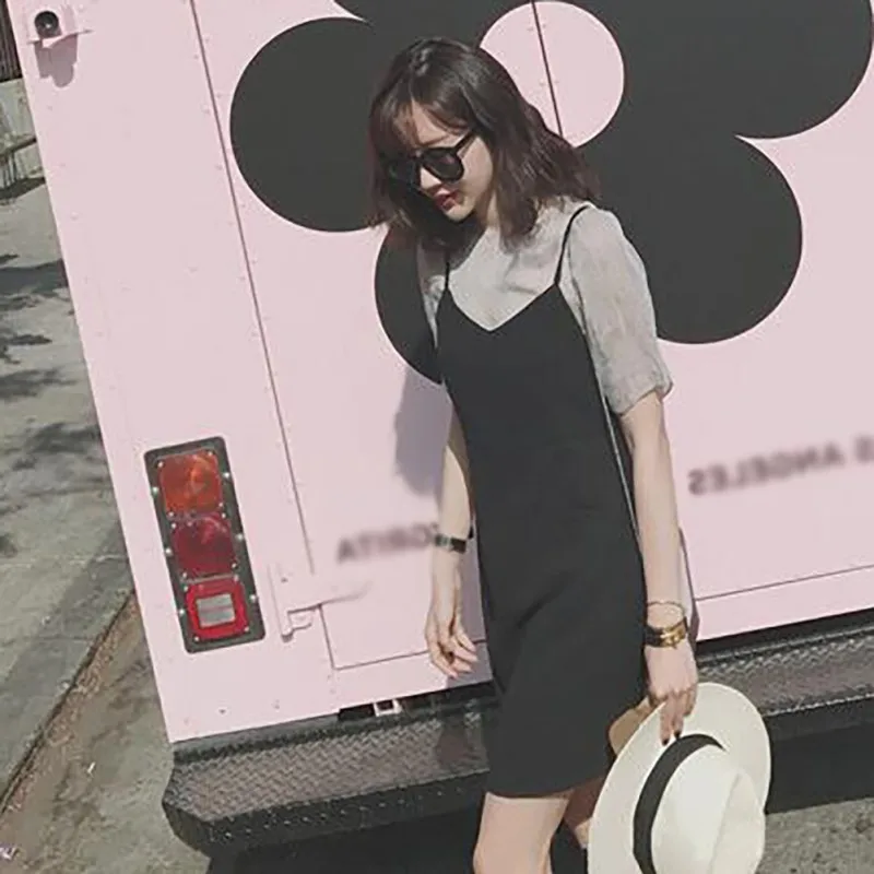 

Women's Sets Chiffon Sweet T-Shirt + Elegant Temperament Camisole Dress Two Pieces