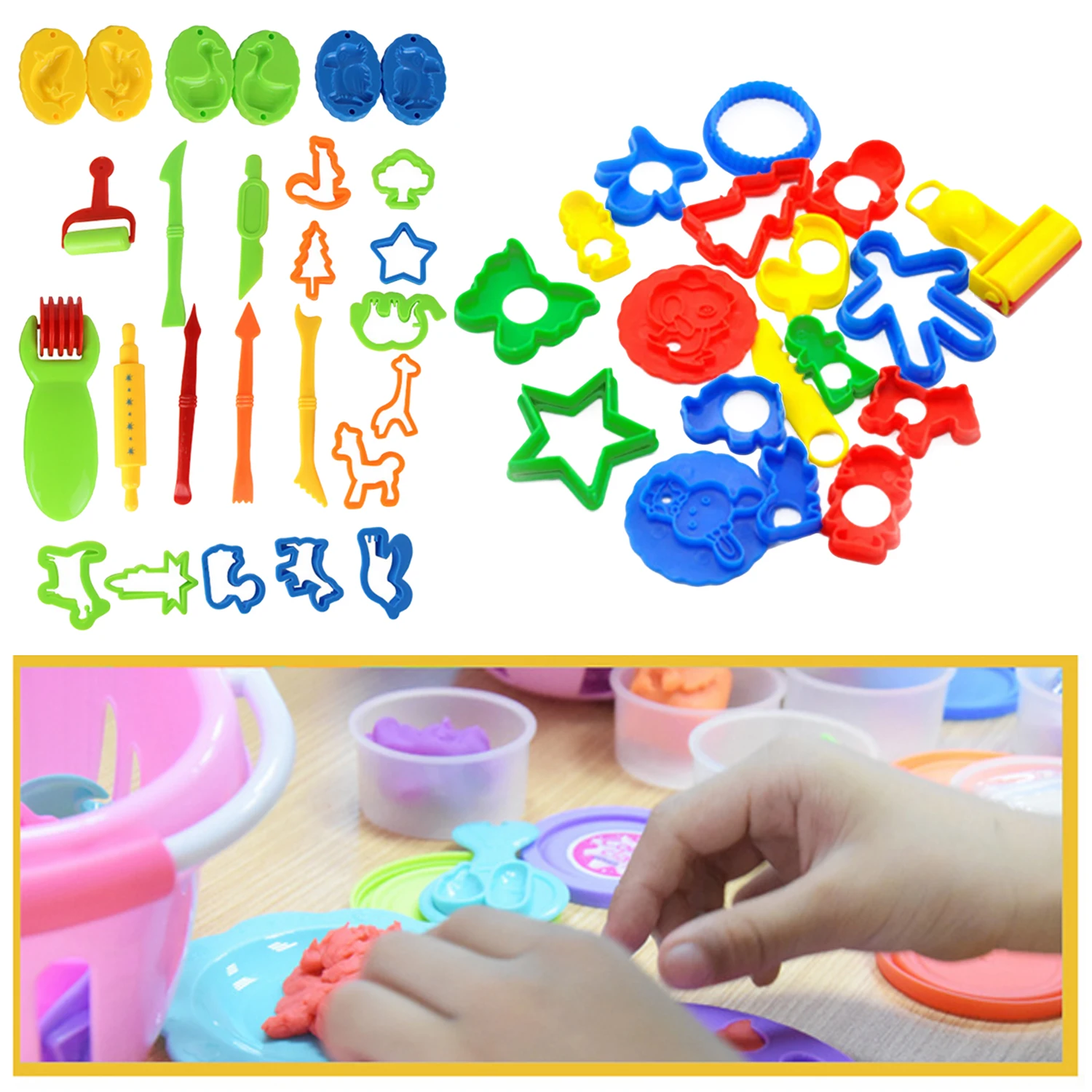 

44PCS Plasticine Mold Modeling Clay Toy Kit Plastic Play Clay Dough Tools Molds Accessories for Kids Children Slime Toys DIY Toy