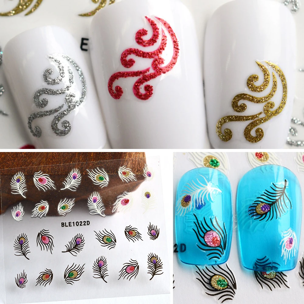 50 шт. декоративные наклейки для ногтей с цветами перьями|nail art stickers|decoration nailart stickers