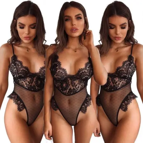 

USA Women-Sexy-Lingerie-Lace-Dress-Underwear-Black-Babydoll-Sleepwear-G-string