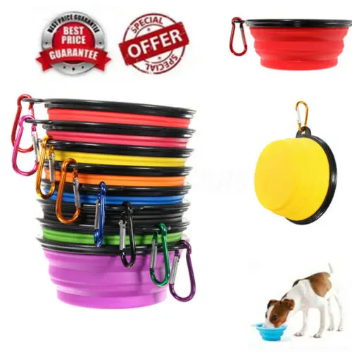 

Foldable Silicone Dog Bowl Travel Portable Collapsible Feed Dishes Water Bowl