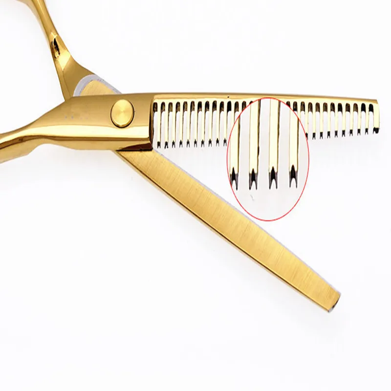 1 шт., золотые титановые 6 дюймовые парикмахерские ножницы, филировочные ножницы, набор инструментов для укладки, парикмахерские инструменты