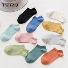 TWTZQ/5 пара/лот, Новое поступление, носки, женские хлопковые забавные носки в полоску, одноцветные, Meias, повседневные короткие носки для девочек, Calcetines