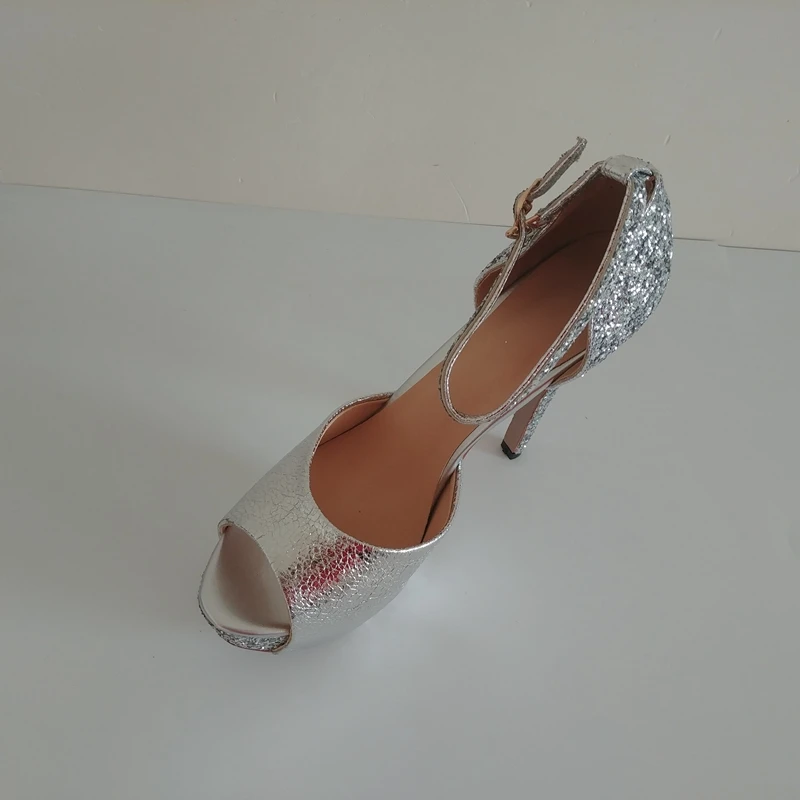 REAVE CAT/женские свадебные туфли-лодочки на высоком каблуке туфли с открытым носком на шпильке 13 см, на платформе, с пряжкой, размер 34-43, серебристый цвет, zapatos de mu