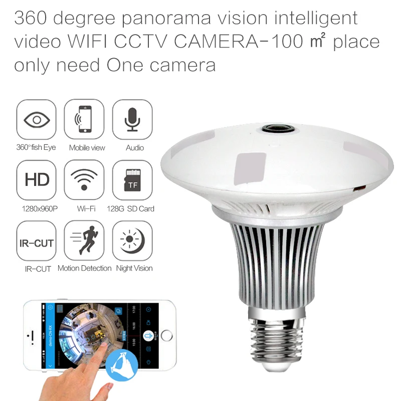 

Smart Mini Webcam Camera Wifi IP camera Panorama View 360 degree fisheye 960P Wireless CCTV Camera IR-CUT Night Version Mobile