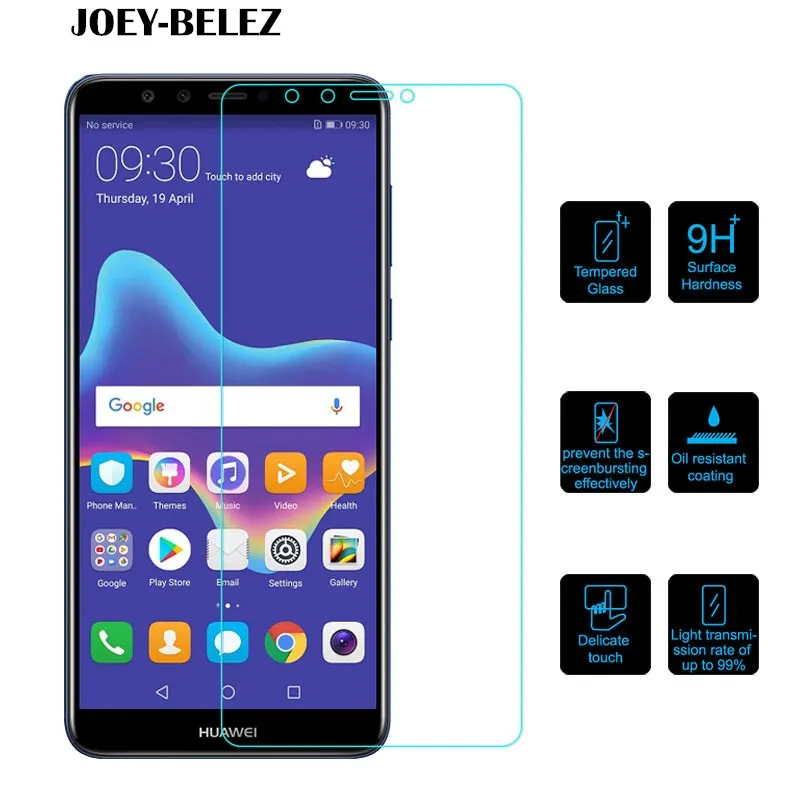 

2 Pcs Tempered Glass For Huawei Y9 2018 Screen Protector Glass For Huawei P8 P9 P20 Pro Lite 2017 honor 8 9 Lite Protector Film