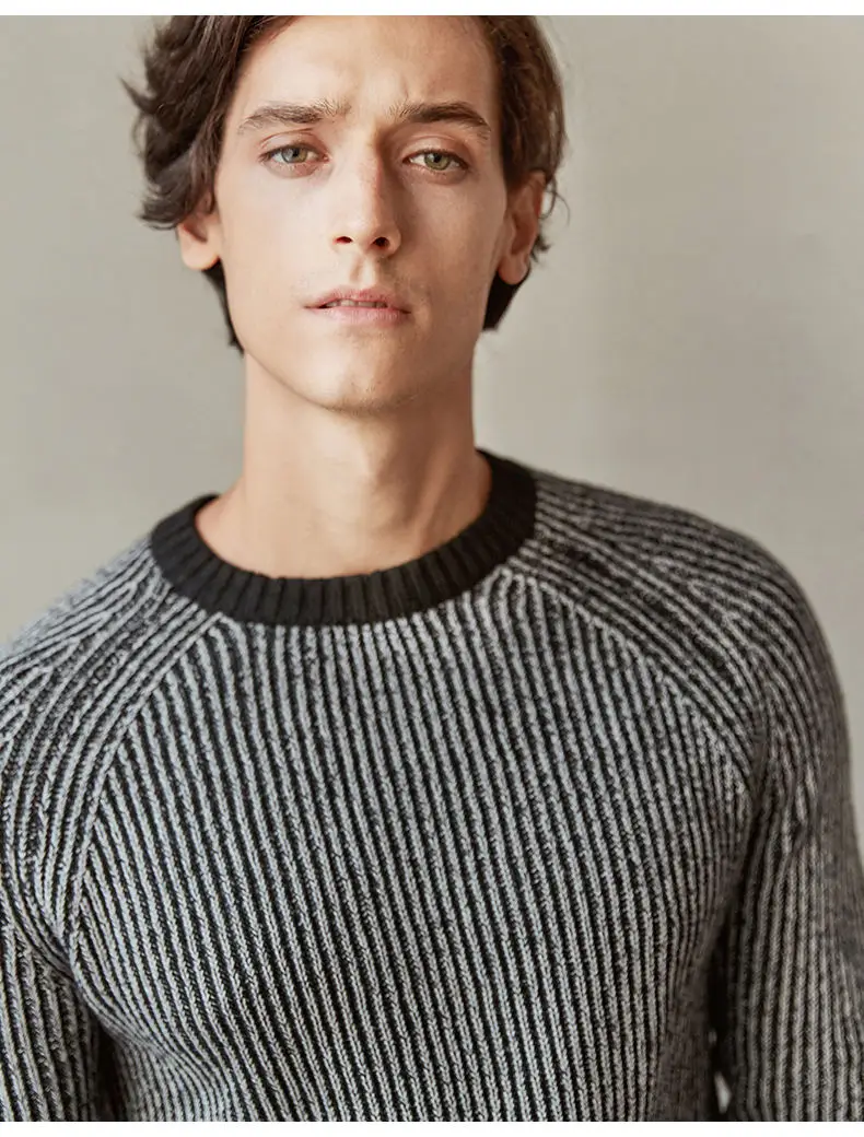 MuLs Brand Crew-Neck Male Sweater Autumn Winter Thick Stripe Pullover Sweater Cotton O-Neck Jumper Man knitwear 2019 Spirng New 5