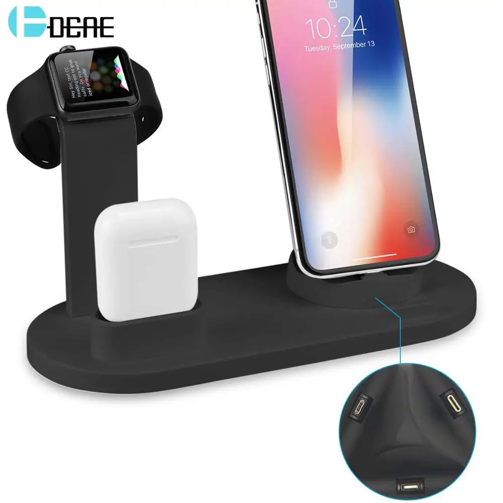 DCAE 3 в 1 зарядная док-станция держатель для iPhone 11 X XR XS 8 7 iPad подставка для airpods type C USB зарядное устройство для Apple Watch 5 4 3 2