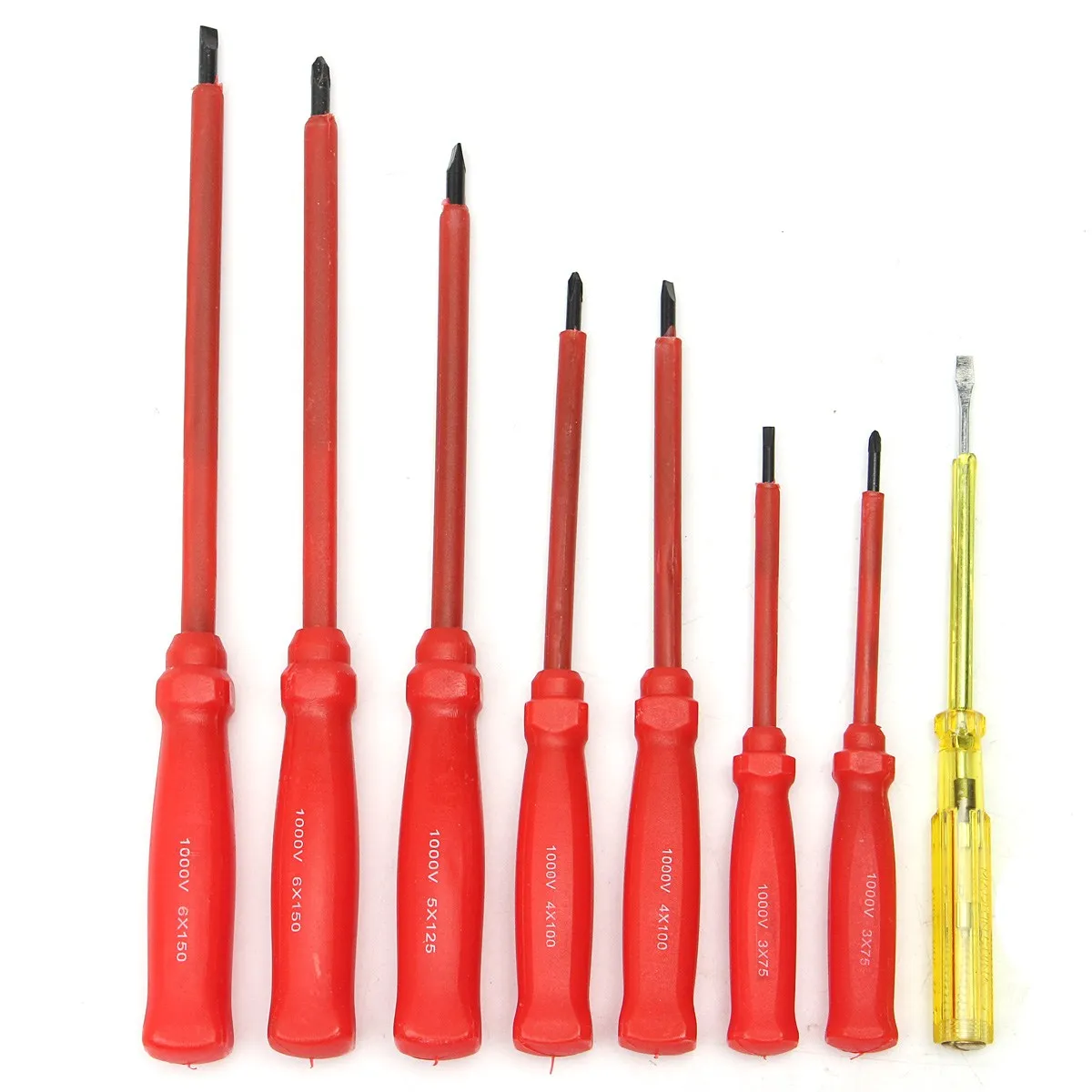 

8Pcs Screwdriver Set Insulated Electricians Mains Tester Electric 1000V / 100-500V