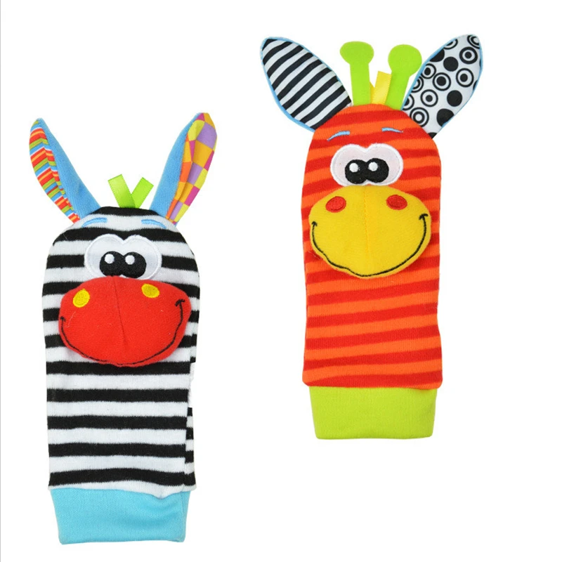SIYWINA Wrist Rattle Foot Finder Socks 4 Pcs Baby Rattle Toys Gift for Infant Boy Girl