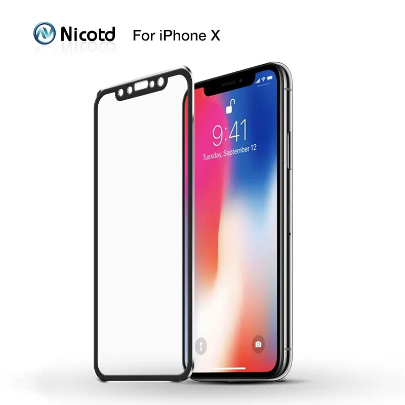 

3D Full Cover Tempered Glass For iPhone 8 7 6 6s Full Screen Coverage screen protector For iPhone X 10 Curved Edge Glass black